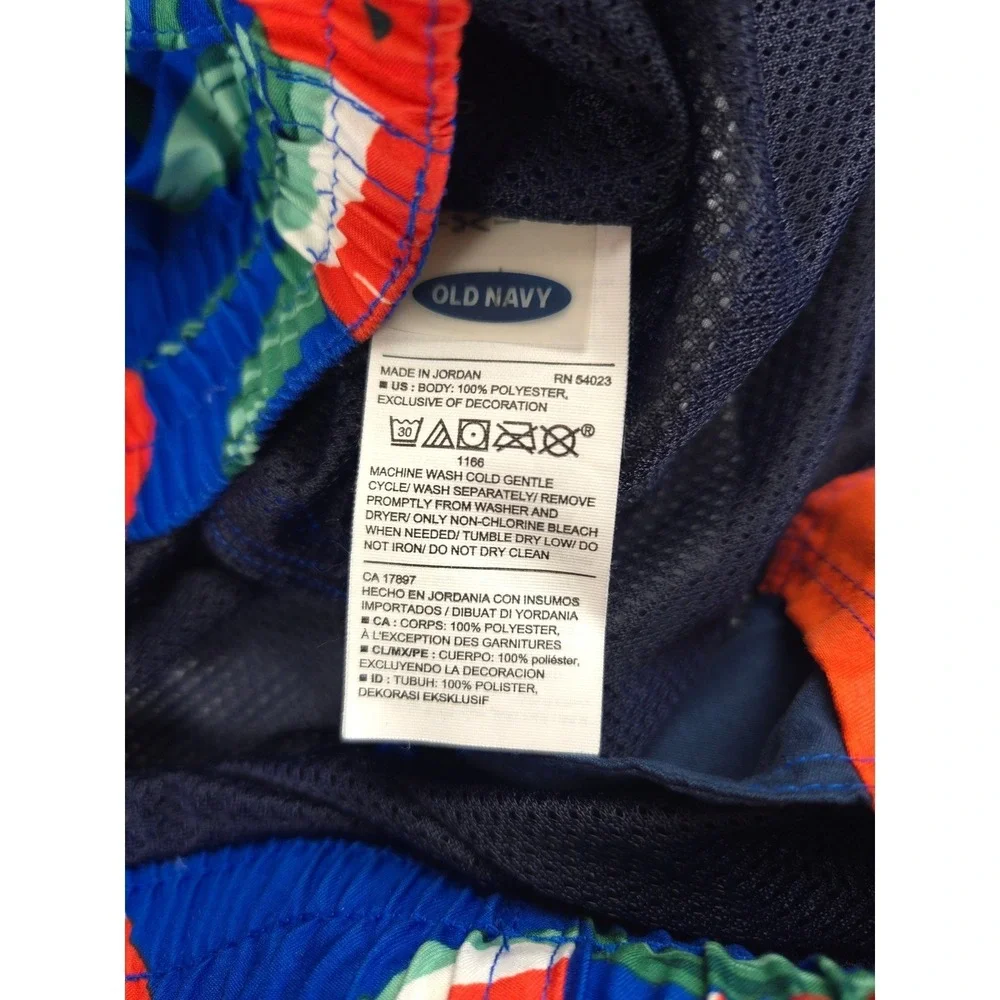 Old Navy Mens Watermelon Palm Leaf Print Swim Trunks Blue Red Size Large